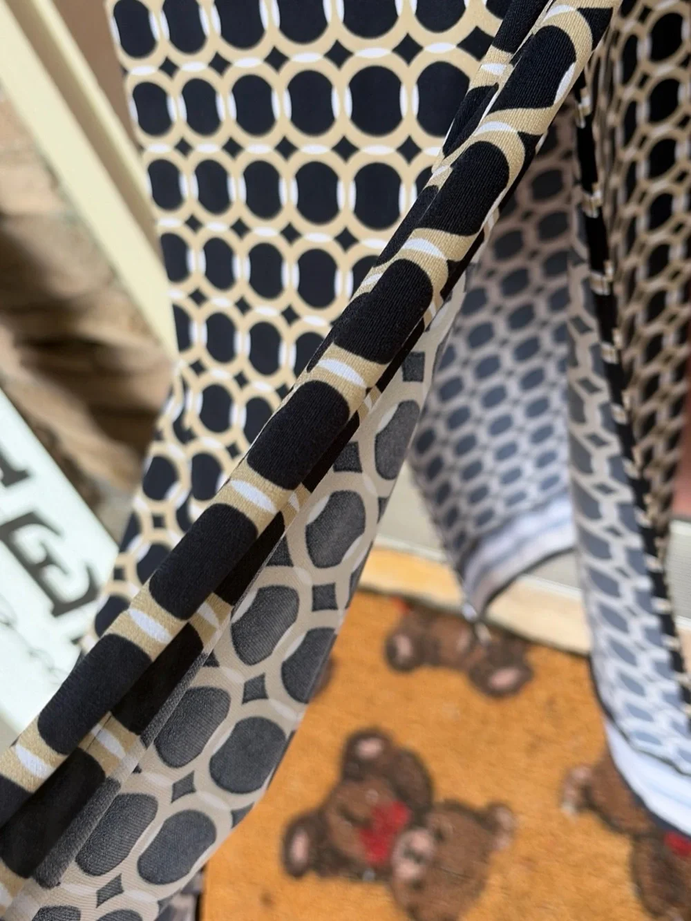 Women’s Long Sleeve Black and White Geometric Maxi Dress
